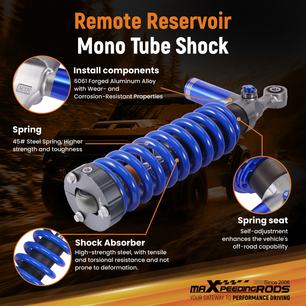 Adjustable Coilover Remote Front Shock Kit compatible for Ford Ranger 2011-2018 Adj. Height