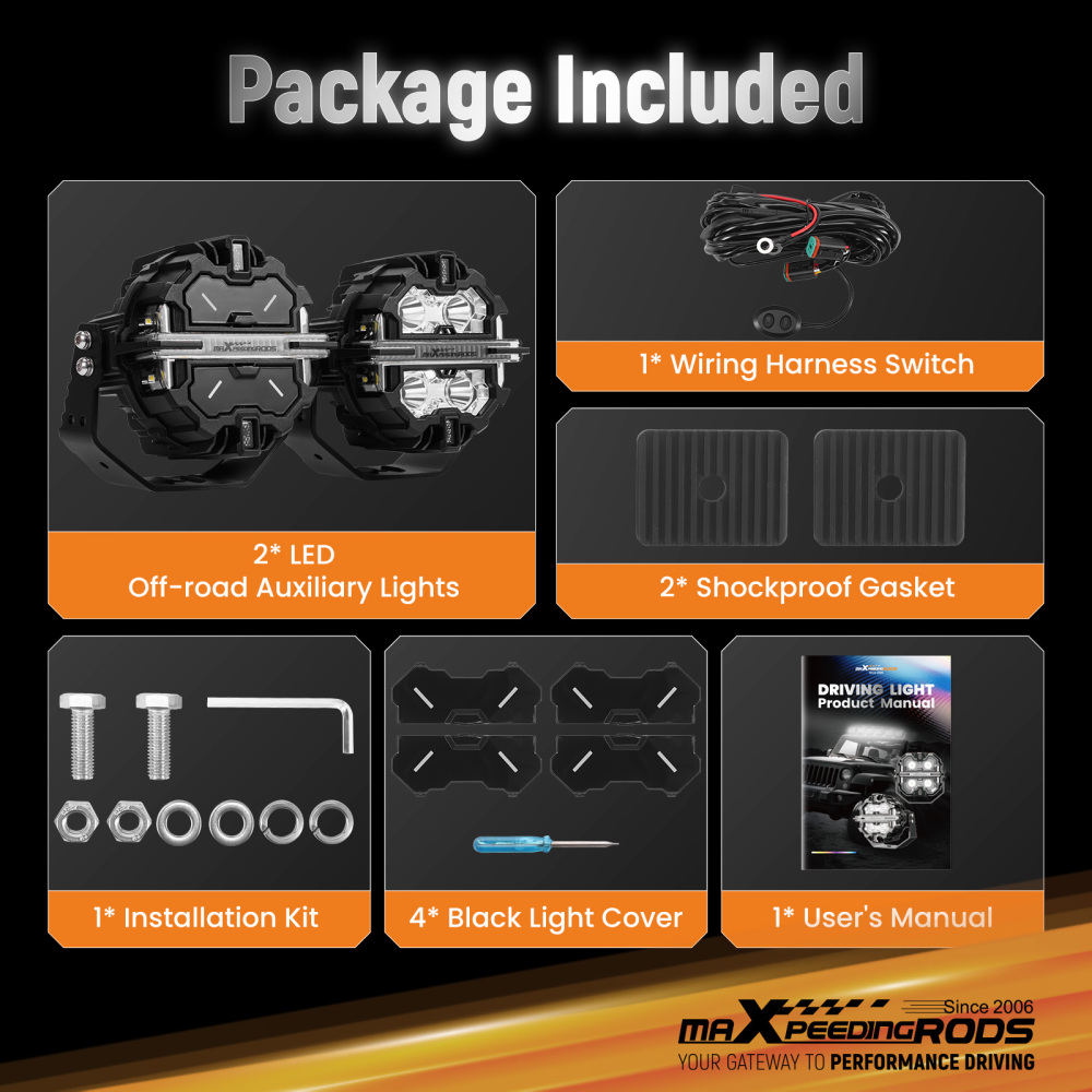 LED Light Pods 5 inch White Amber DRL Spot Beam 270° Coverage Off Road Driving Light