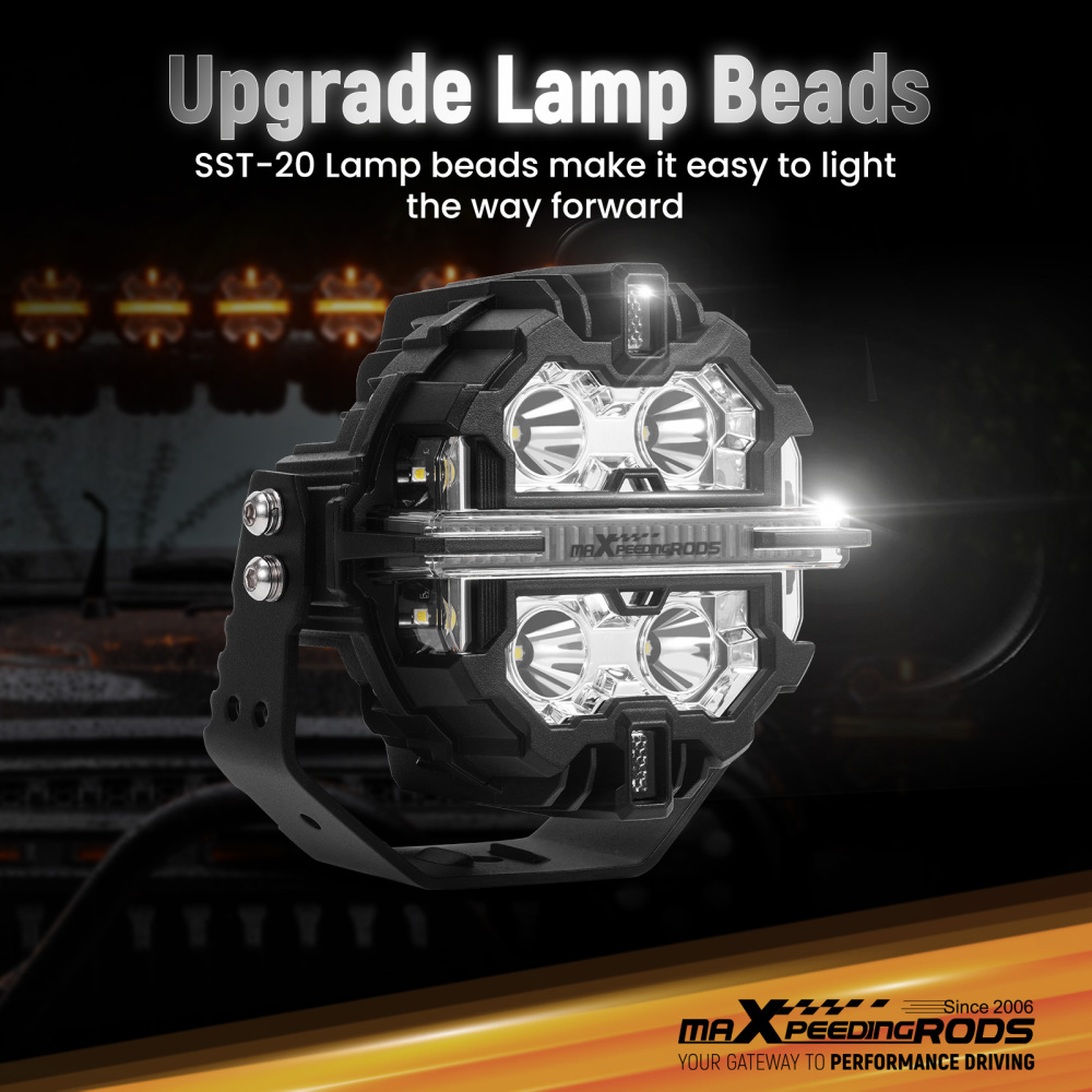LED Light Pods 5 inch White Amber DRL Spot Beam 270° Coverage Off Road Driving Light