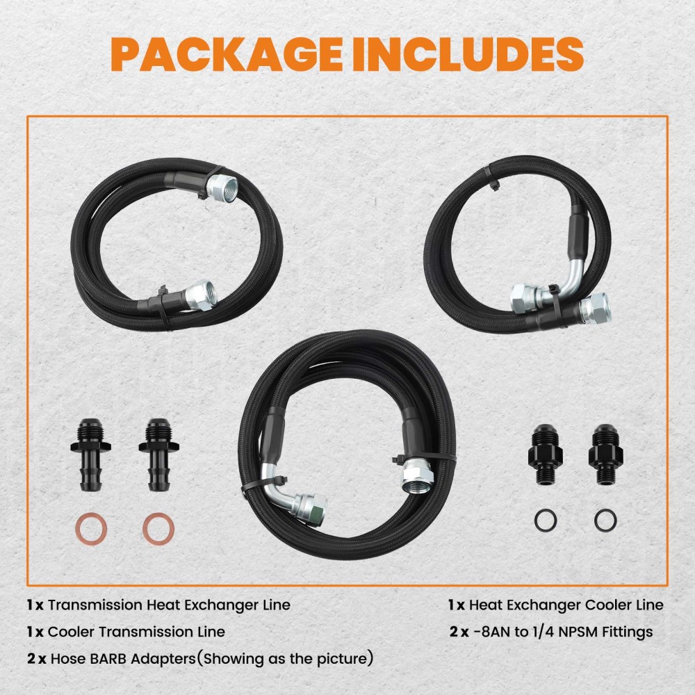 48RE Transmission Cooler Lines Kit Heavy Duty compatible for Dodge Ram Cummins 5.9L 03-07