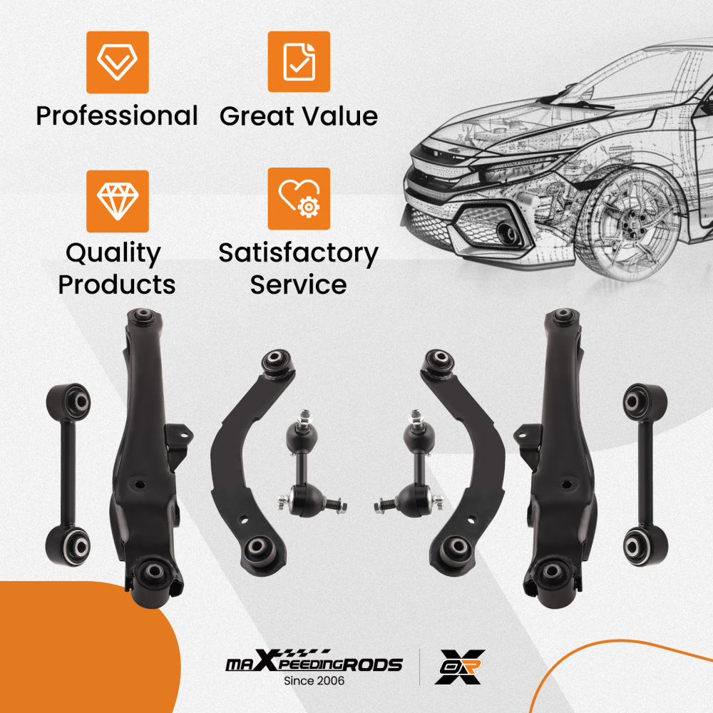 8pc Rear Control Arms Sway Bar Links Compatible for Dodge Caliber Patriot Compass2007-2012