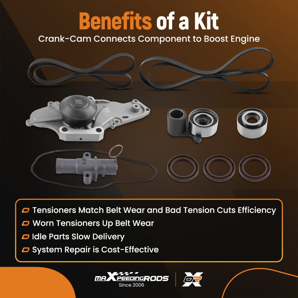 Timing Belt Water Pump Kit 2003-2013 compatible for Acura MDX 3.5 3.7 L V6 SOHC TKH-002T