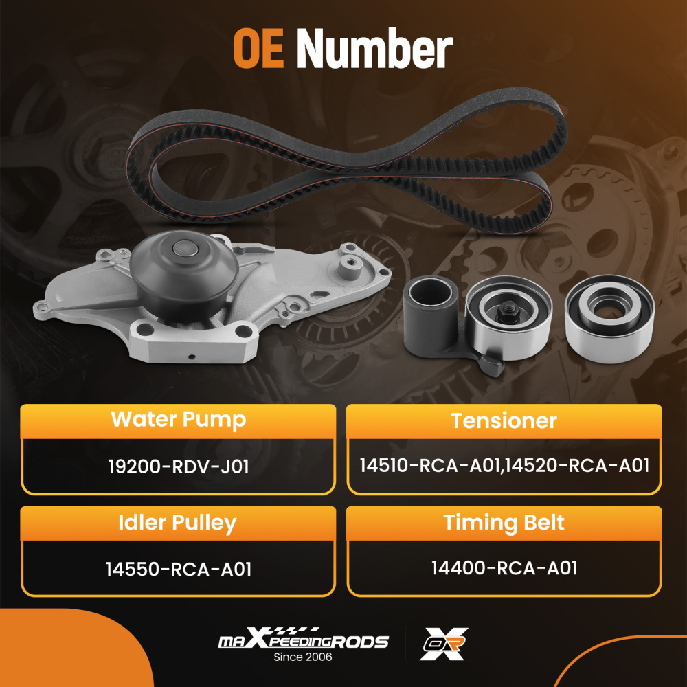Timing Belt Water Pump Kit 2003-2013 compatible for Acura MDX 3.5 3.7 L V6 SOHC TKH-002T