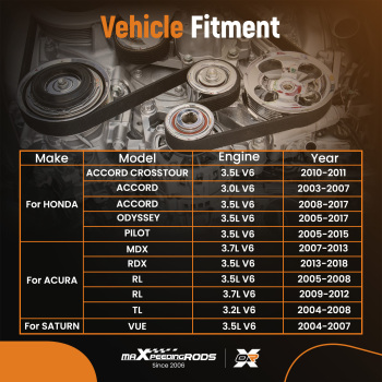 Timing Belt Water Pump Kit 2003-2013 compatible for Acura MDX 3.5 3.7 L V6 SOHC TKH-002T