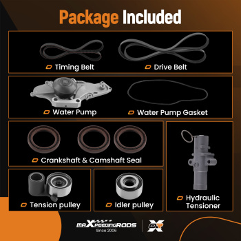 Timing Belt Water Pump Kit 2003-2013 compatible for Acura MDX 3.5 3.7 L V6 SOHC TKH-002T