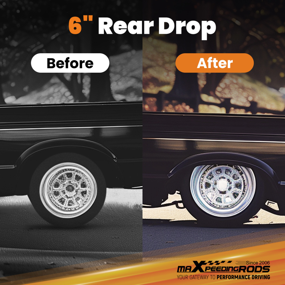 6 Drop Mount Kit compatible for Ford F100 F150 2WD 1965-81 Rear Steel Axle Flip Lowering