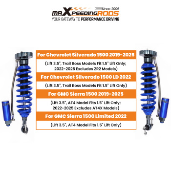 Front Shocks W/ Damper Adjustable Reservoir For 19-24 compatible for Chevy Silverado 1500