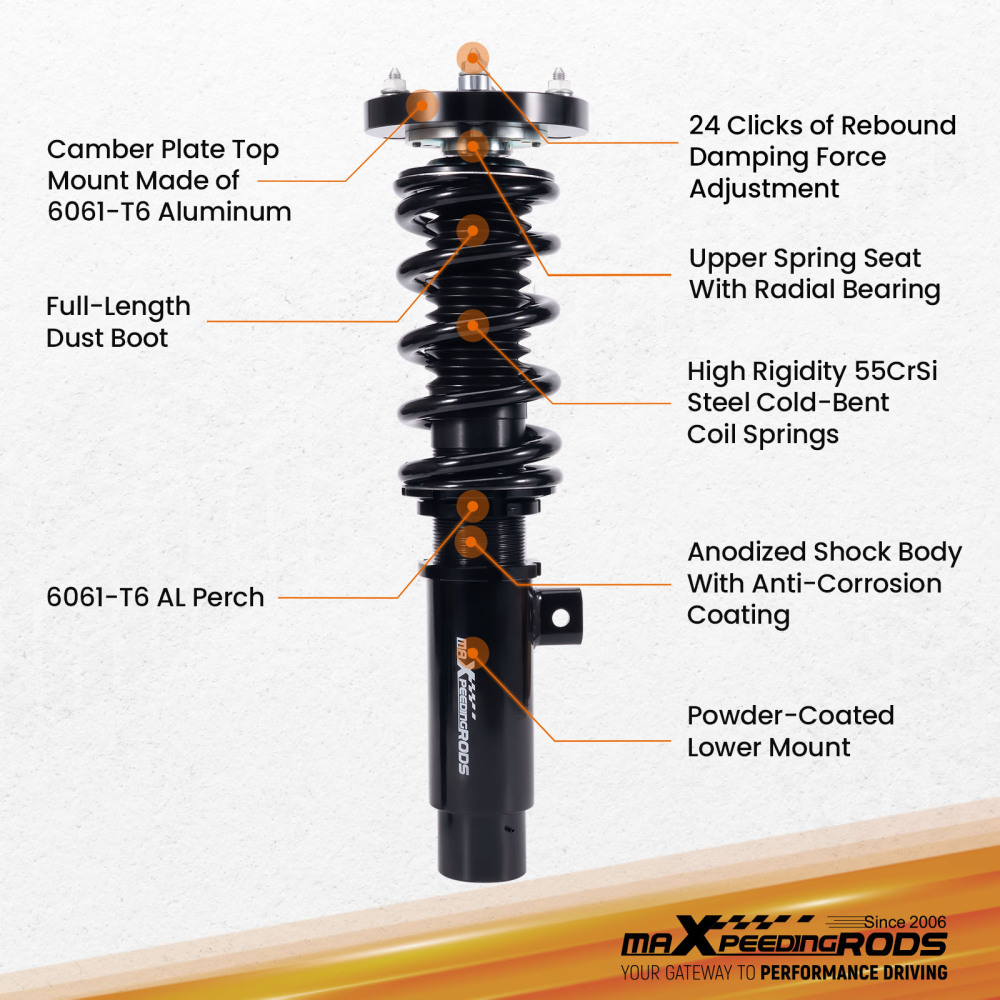 Coilover 24 Step Damper Struts Kit compatible for BMW 3-Series E90 E91 E92 2006-13