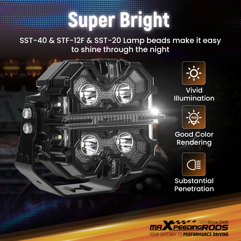 Maxpeedingrods Driving Auxiliary Light Universal 5inch 212W LED Light Pods Offroad Driving Light