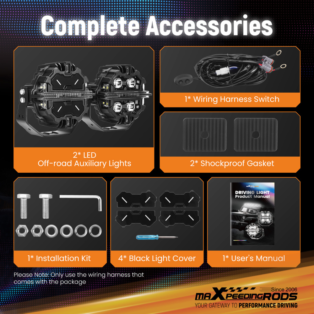 Maxpeedingrods Driving Auxiliary Light Universal 5inch 212W LED Round Light Pods for Offroad Driving