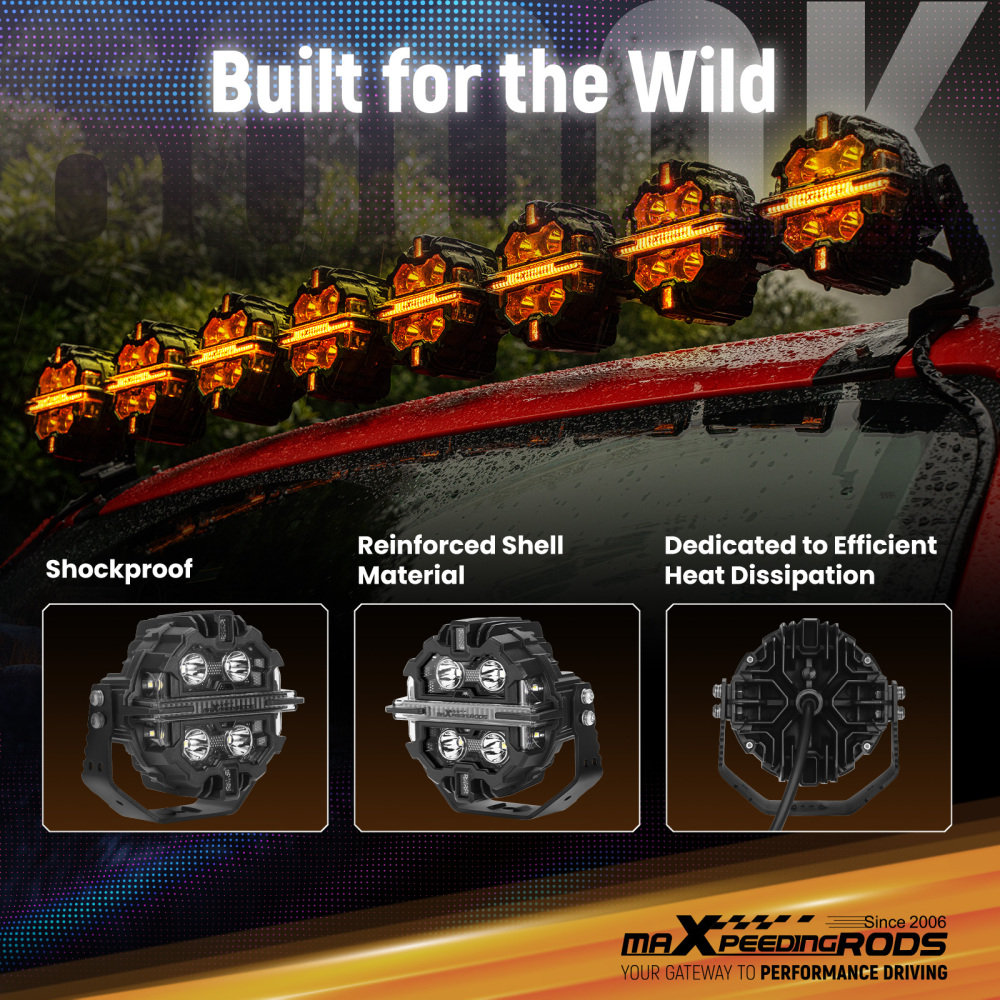 Maxpeedingrods Driving Auxiliary Light Universal 5inch 212W LED Round Light Pods for Offroad Driving