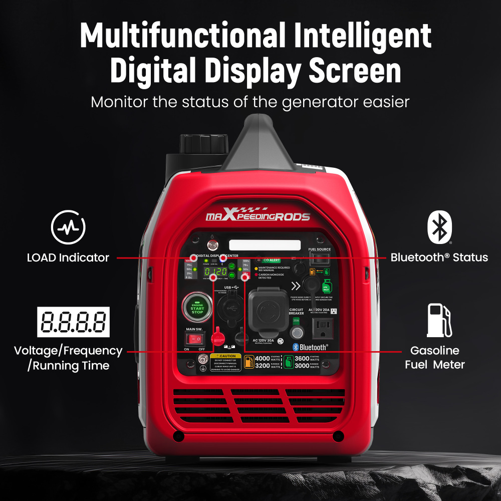 4KW Gas / LPG Portable Generator Inverter Bluetooth E-start Super Quiet