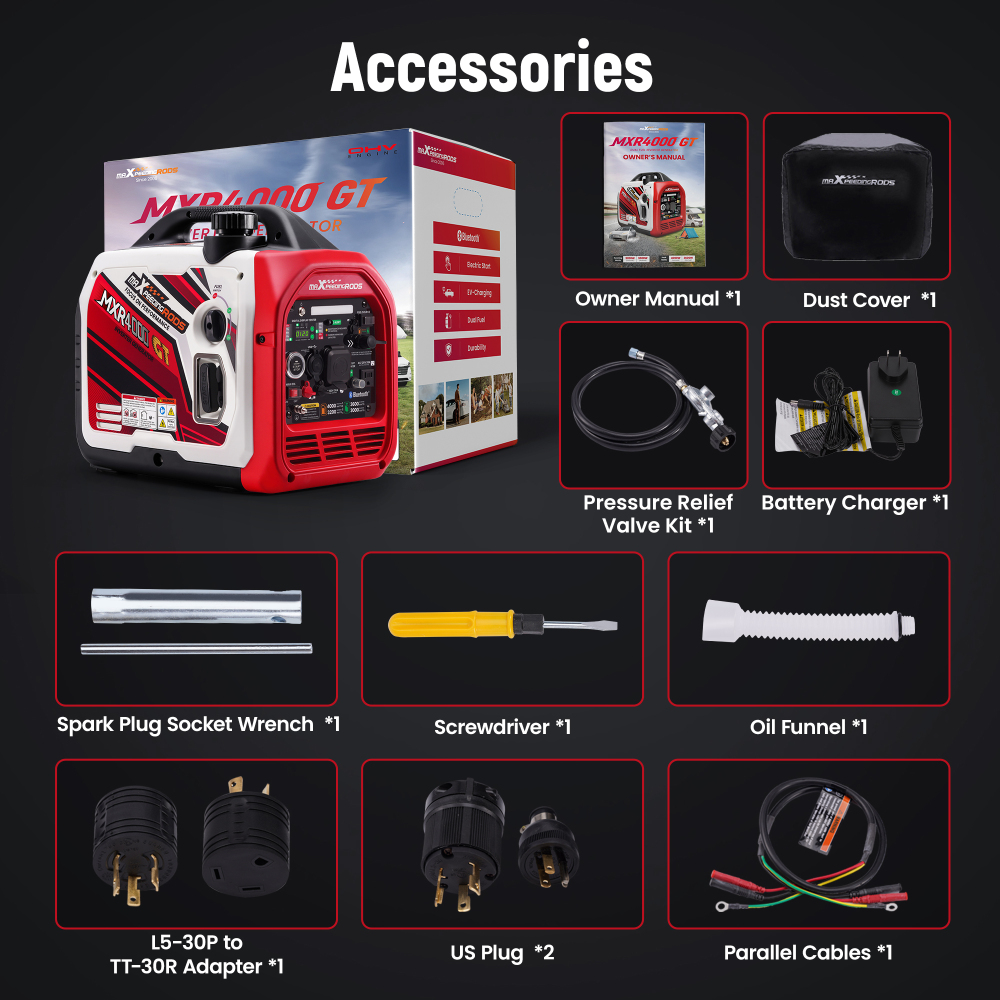 4KW Gas / LPG Portable Generator Inverter Bluetooth E-start Super Quiet