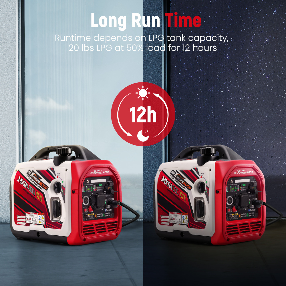 4KW Gas / LPG Portable Generator Inverter Bluetooth E-start Super Quiet