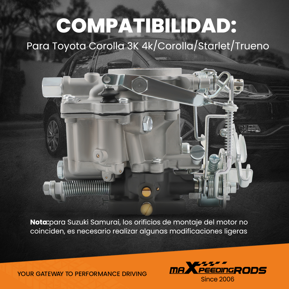 Carburador compatible para Toyota Carburador 3K 4K compatible para Corolla Lite Carretilla elevadora 21100-24034 / 35/45