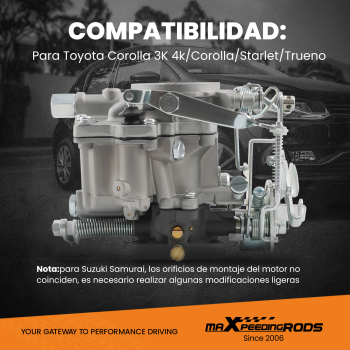 Carburador compatible para Toyota Carburador 3K 4K compatible para Corolla Lite Carretilla elevadora 21100-24034 / 35/45