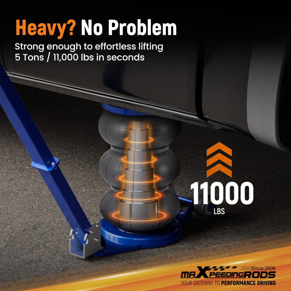 Universal Pneumatic Jack Triple bag 5 Ton 11111 lb for Pickup SUV, Fast Lifting, with Adjustable Handle and 60 mm EXTENSION