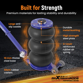 Universal Pneumatic Jack Triple bag 5 Ton 11111 lb for Pickup SUV, Fast Lifting, with Adjustable Handle and 60 mm EXTENSION