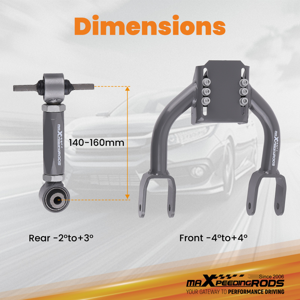 Adjustable Front Upper + Rear Camber Arm Kit for 92-95 Honda Civic 94-01 Integra