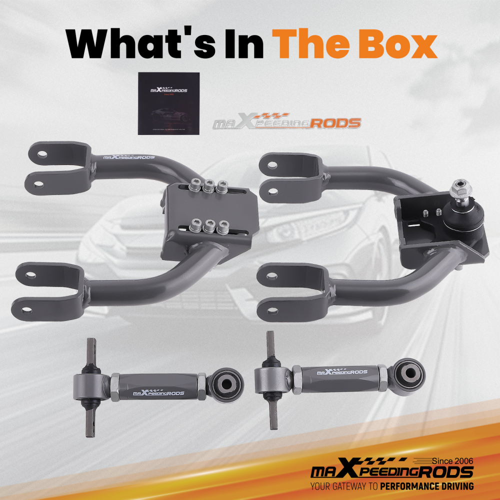 Adjustable Front Upper + Rear Camber Arm Kit for 92-95 Honda Civic 94-01 Integra