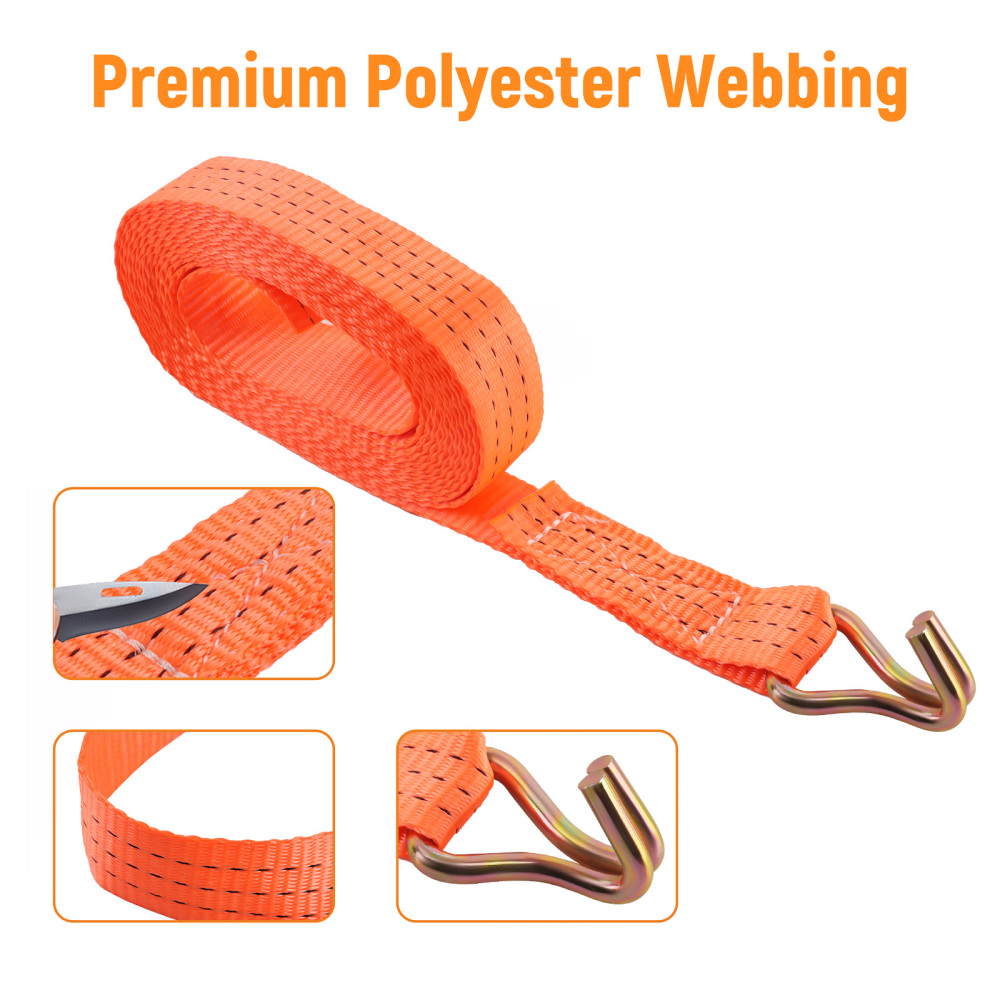 4 x Professional Car Transport Tension Belt Wheel Lock Tire Belt Lashing Straps