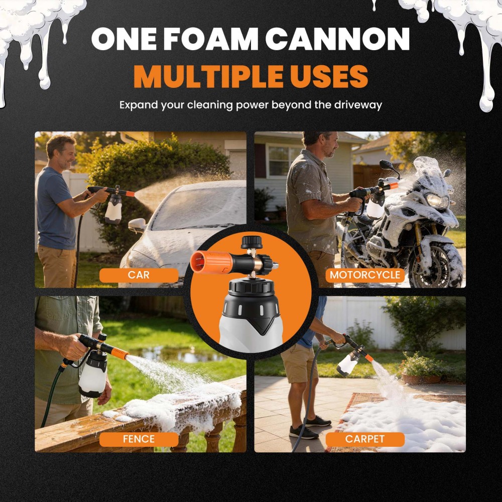 Car Wash Foam Lance for Pressure Washers 1300ml Foam Cannon 1/4quot; Quick