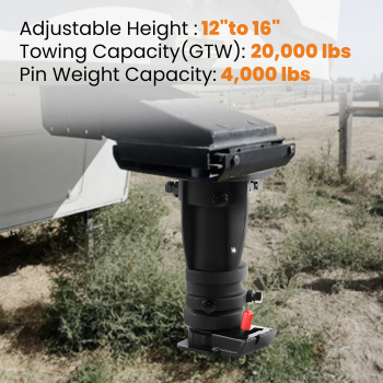 Adjustable Cushioned 5Th Wheel To Gooseneck Adapter 12-16 Remote Release Black