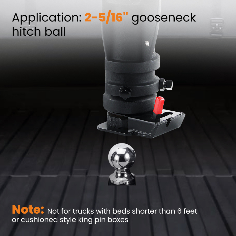 Adjustable Cushioned 5Th Wheel To Gooseneck Adapter 12-16 Remote Release Black