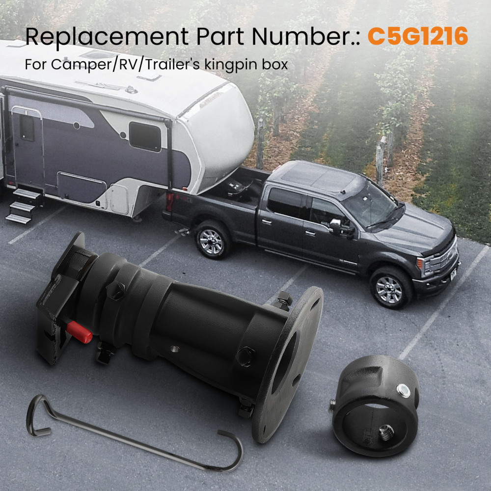 Adjustable Cushioned 5Th Wheel To Gooseneck Adapter 12-16 Remote Release Black