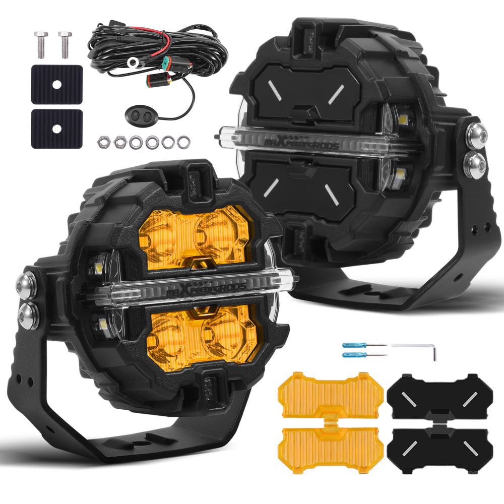 LED Pod Lights 3.5 Spot Beam compatible for White Amber DRL For Off Road Vehicle with Covers