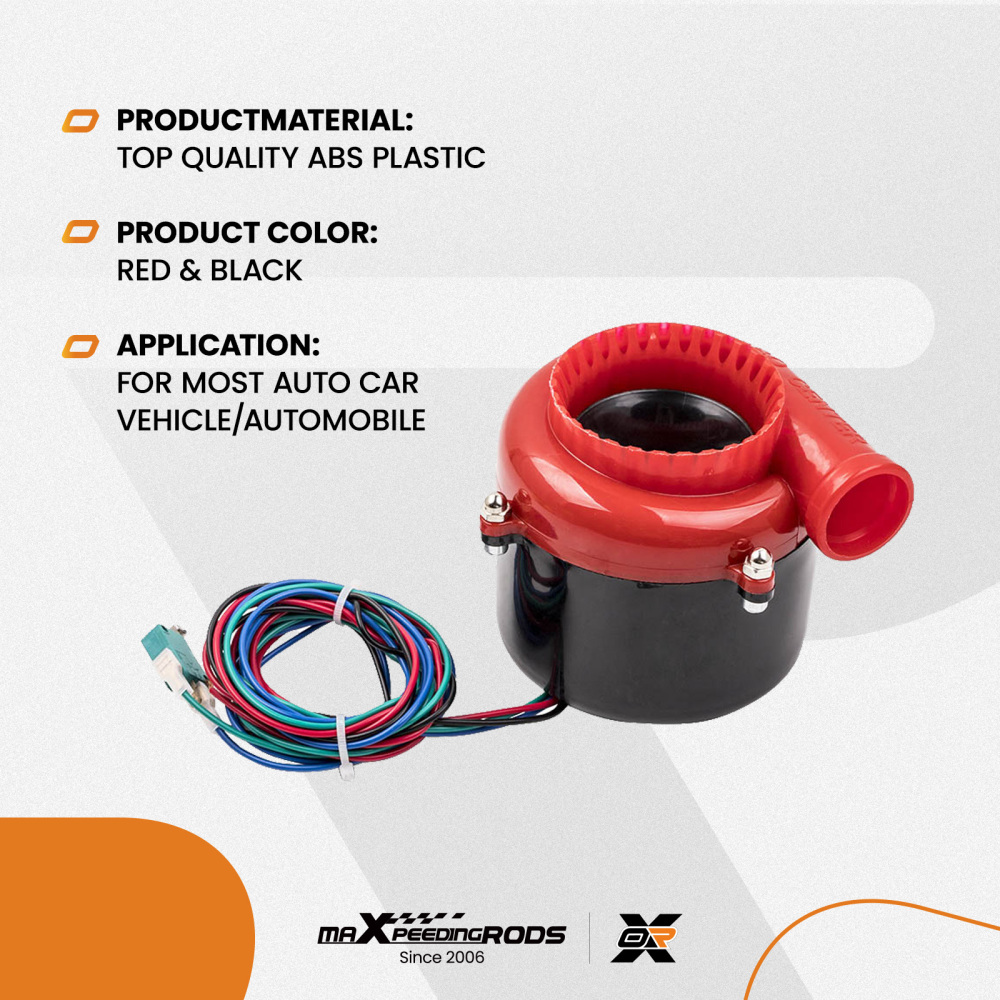 Electric Fake Turbo Blow Off Valve Sound Simulator W/ Switch Black + Red
