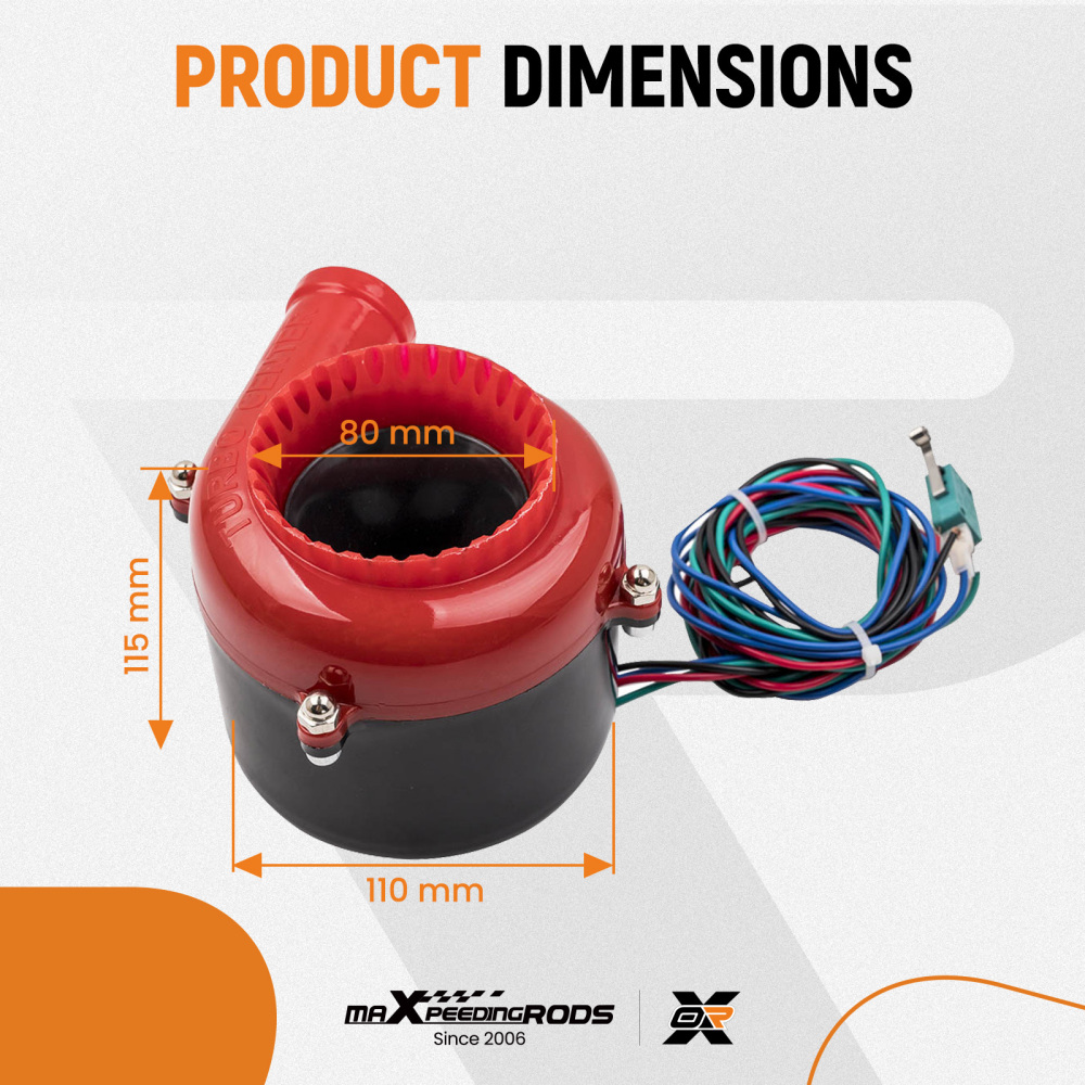 Electric Fake Turbo Blow Off Valve Sound Simulator W/ Switch Black + Red