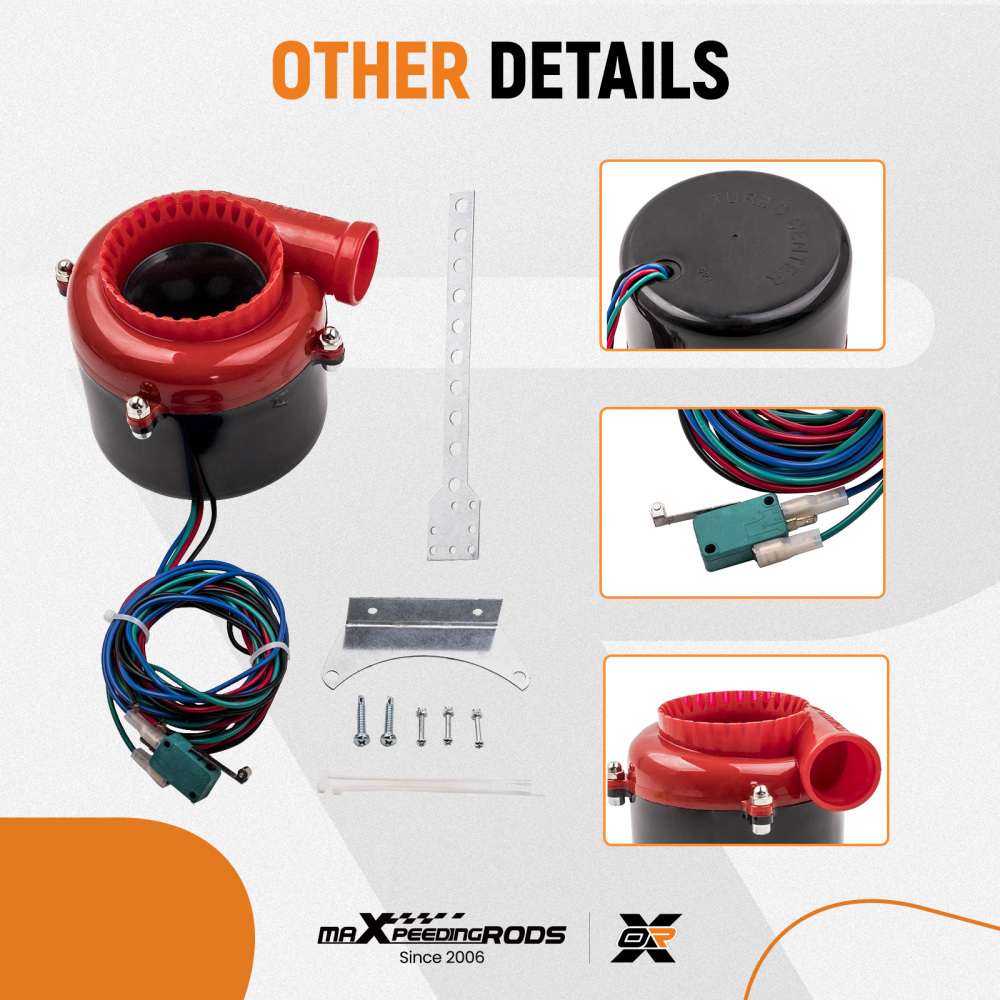 Electric Fake Turbo Blow Off Valve Sound Simulator W/ Switch Black + Red