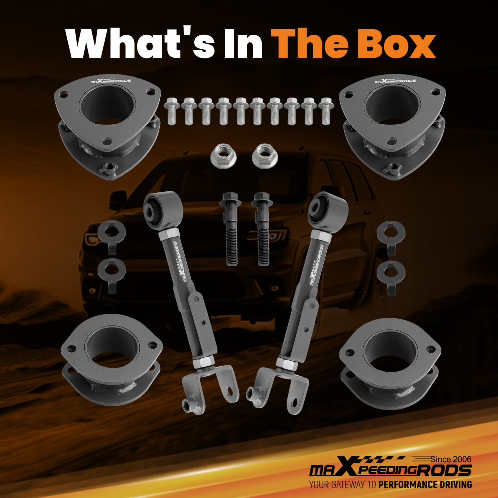 Front 2.5 Rear 3 Lift Kit+Adjustable Camber Arm Bolt compatible for Honda CRV 2002-2006
