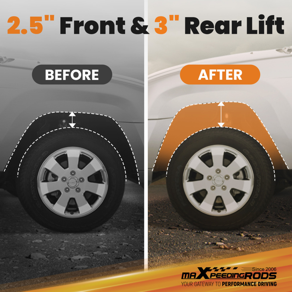 Front 2.5 Rear 3 Lift Kit+Adjustable Camber Arm Bolt compatible for Honda CRV 2002-2006