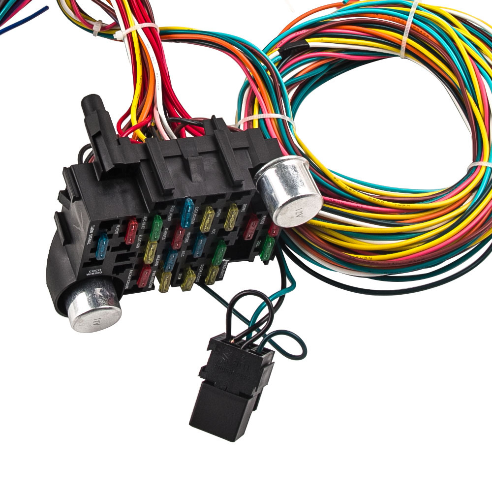 21 Circuit Wiring Harness compatible for CHEVY Mopar compatible for FORD Hotrods UNIVERSAL Extra long Wire