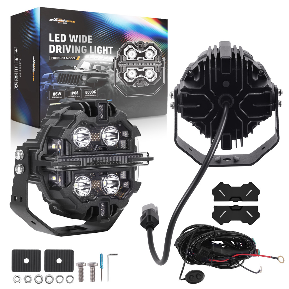 5inch 212W LED Driving Lights Spot Beam RGB DRL Round Pod Lamp compatible for White 6000K IP68