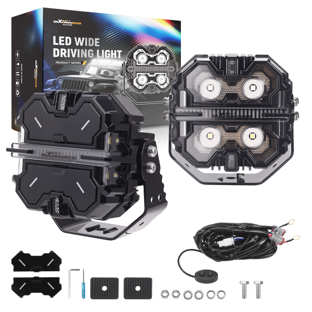 5inch Square 212W LED Driving Light Bar Spot Flood Combo RGB DRL Off Road IP68