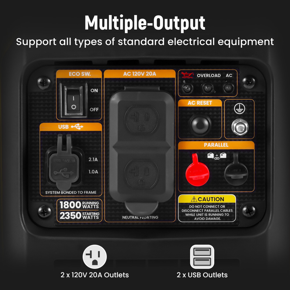 MaXpeedingrods 2350W Portable Inverter Generator Lightweight Gasoline Power Equipment for Outdoor Camping RV