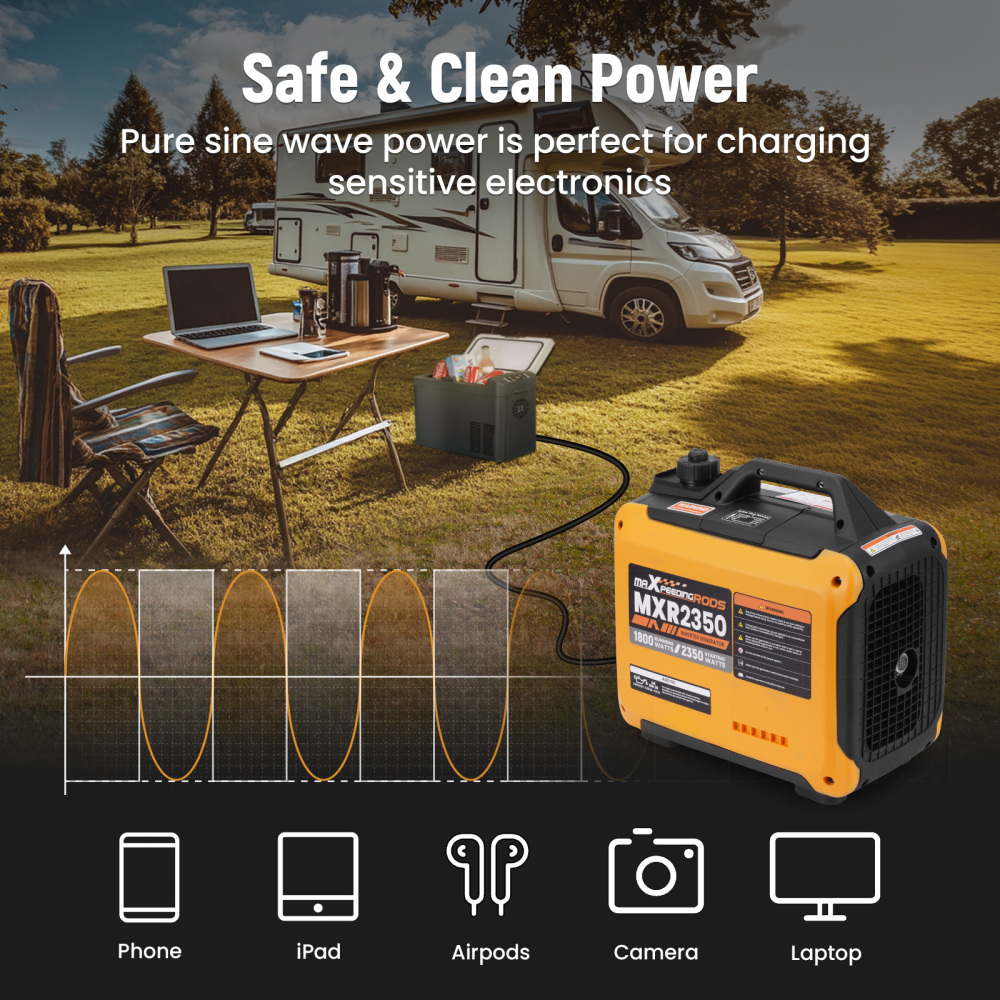 MaXpeedingrods 2350W Portable Inverter Generator Lightweight Gasoline Power Equipment for Outdoor Camping RV