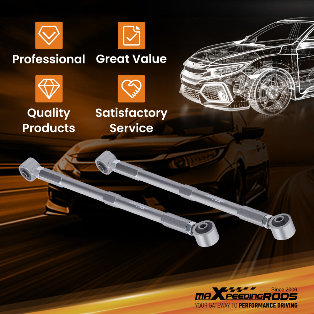 2Pcs Adjustable Rear Upper Control Arm compatible for Mini Cooper 02-13 w/PU Bushing