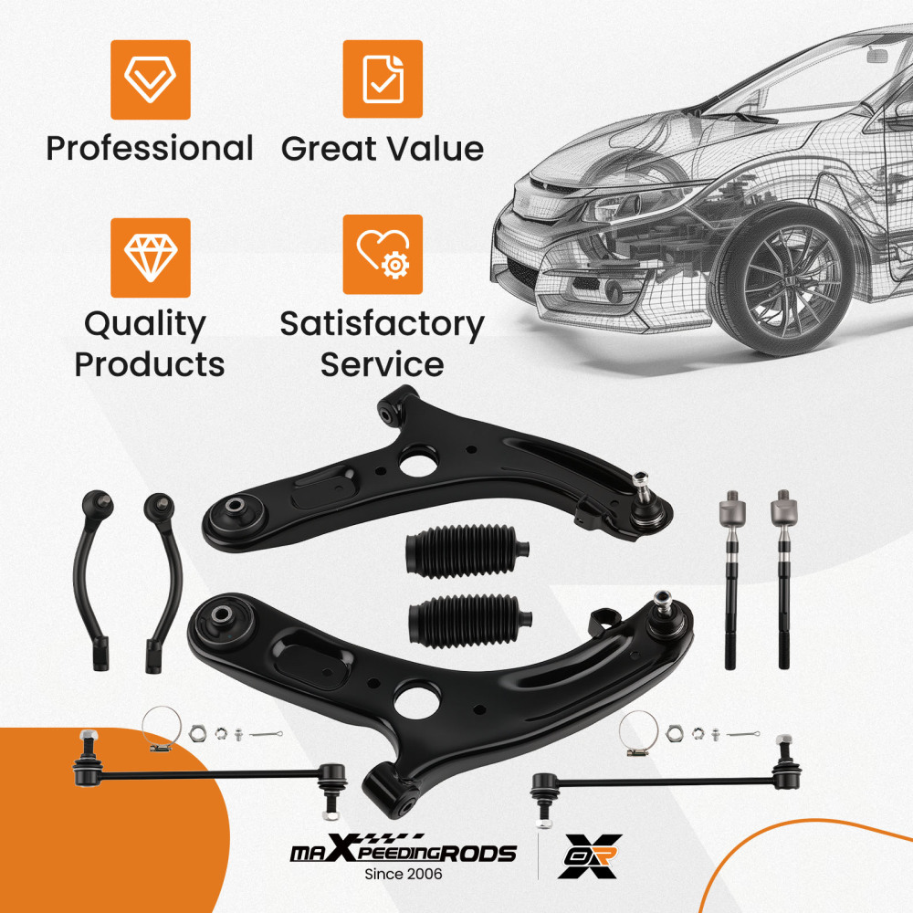 maXpeedingrods 10Pcs Front Suspension Kit Compatible for Hyundai Elantra 2011-2016 Compatible for Hyundai Veloster 2012-2017, Front Lower Control Arms with Ball Joints