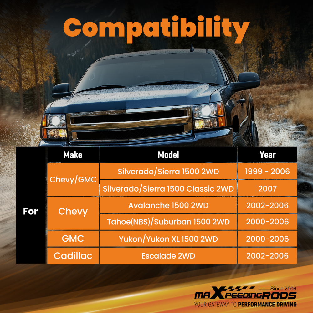 3 Lift Spindles compatible for Chevy Silverado 1500 2WD Pickup SUV 1999-06 Suspension Kit