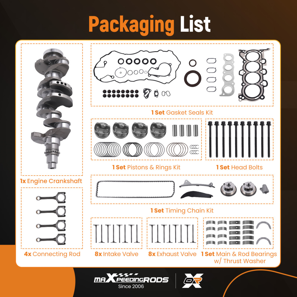 G4NA 2.0L Engine Rebuild Kit - CrankshaftCon RodsTiming Compatible For Hyundai Kia
