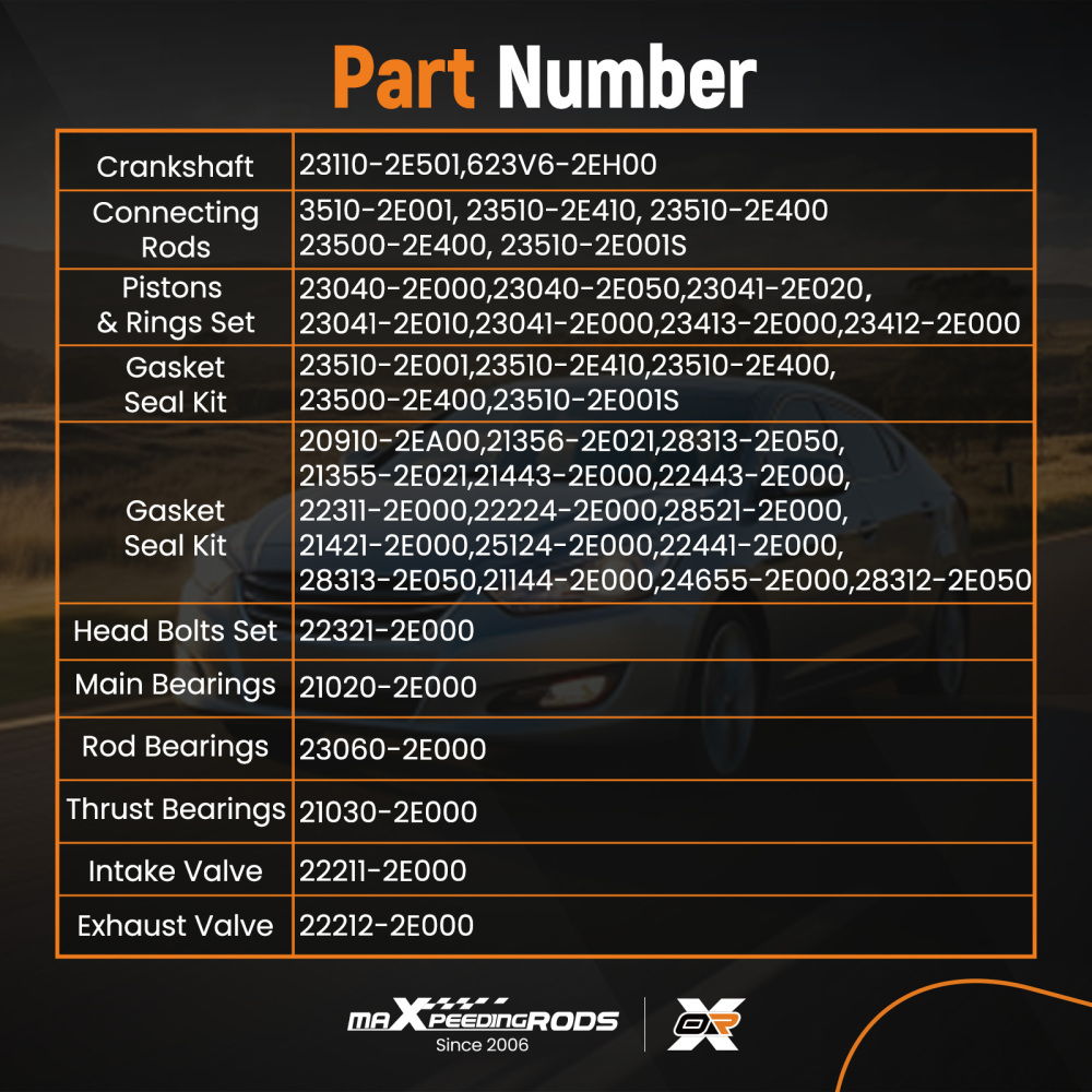 G4NA 2.0L Engine Rebuild Kit - CrankshaftCon RodsTiming Compatible For Hyundai Kia