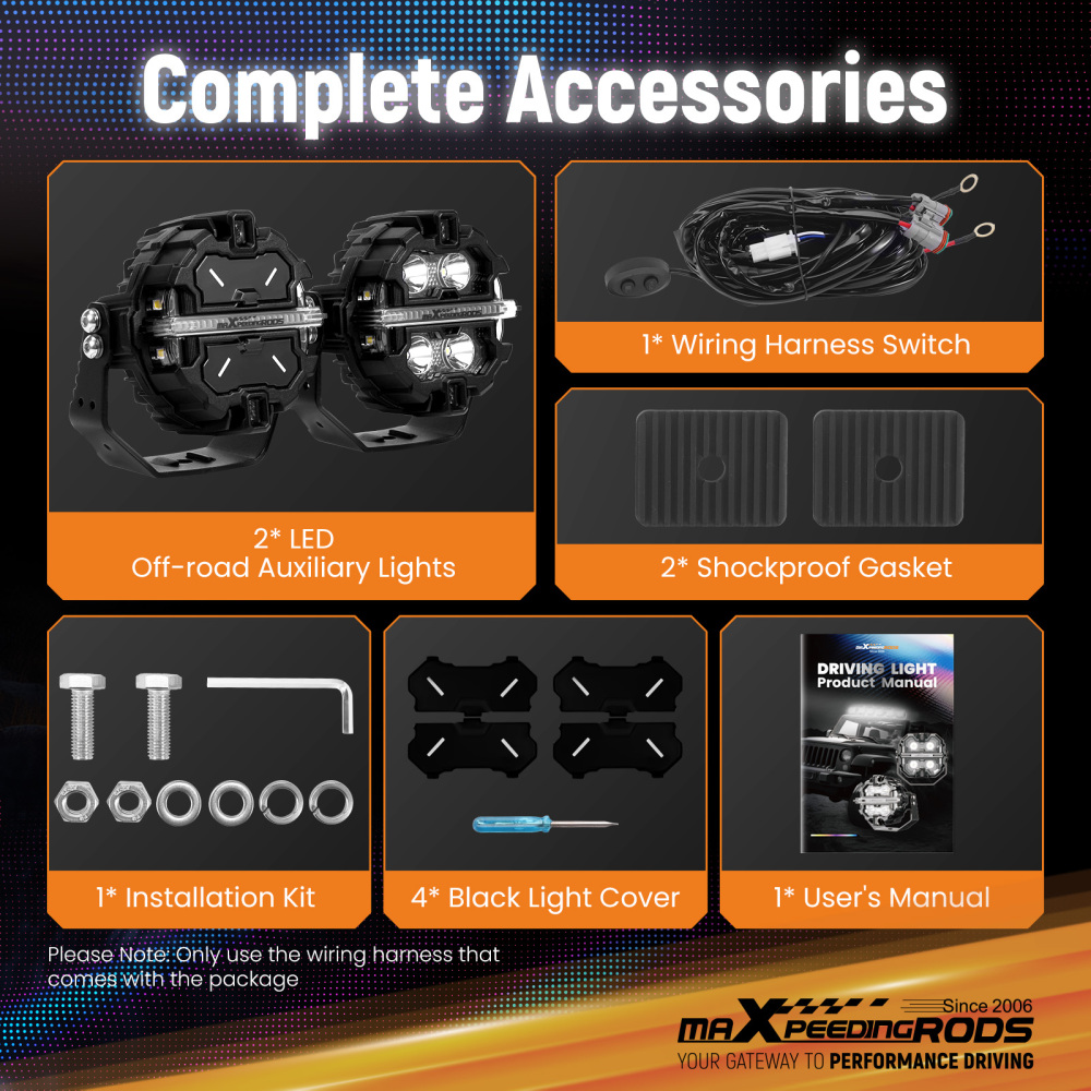 Maxpeedingrods Driving Auxiliary Light Universal 3.5inch 160W Light Pods Offroad Driving