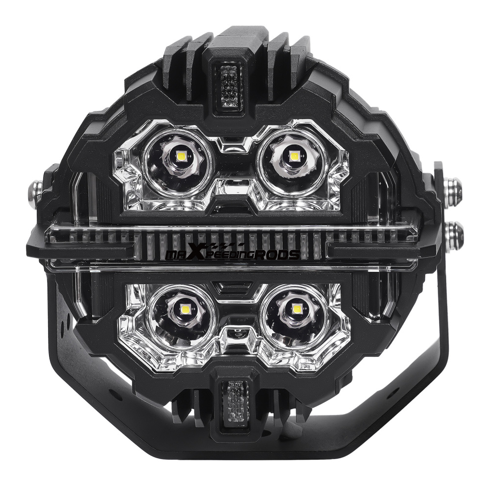 5 178W LED Driving Lights Spot Beam DRL White Amber Pod Lights IP68 270° 6000K