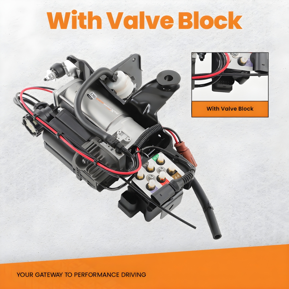 Compressore con staffa + blocco valvole compatibile per AUDI A6 C6 S6 4F Allroad Avant