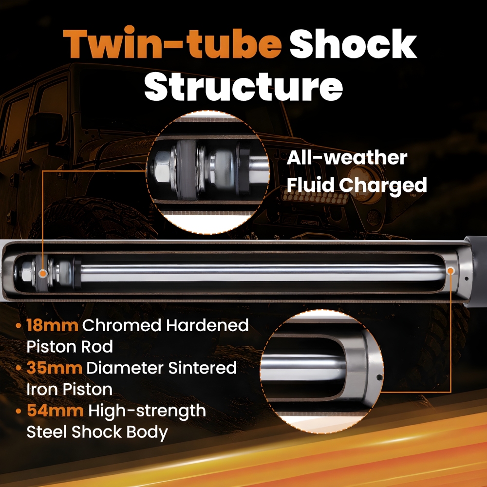 Dual Steering Stabilizer Shock Absorber compatible for Jeep Wrangler Unlimited JK 2007-2017