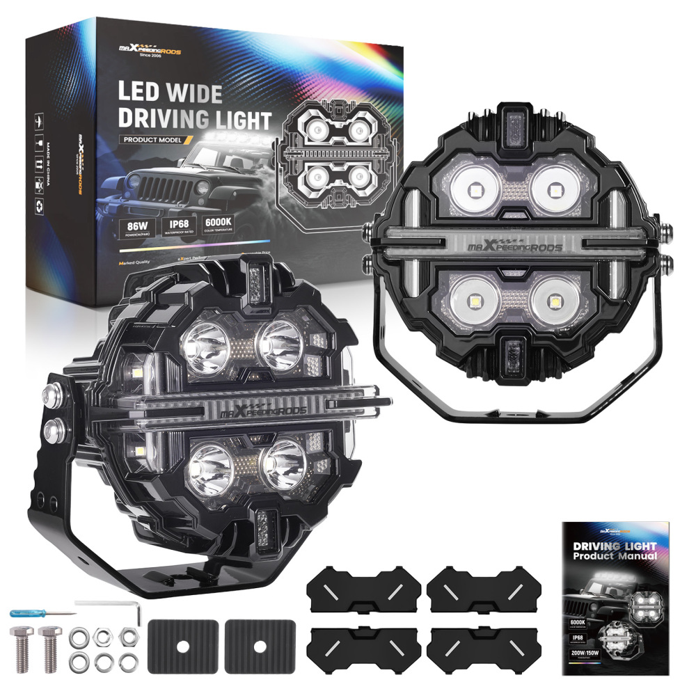 Luci di guida a LED rotonde da 5 pollici RGB DRL ambra bianco fascio spot 212W